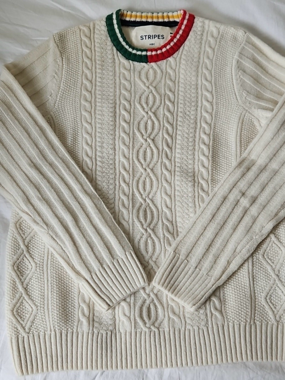HUDSON'S BAY Unisex NWT Stripes Lambs wool Blend Crewneck Sweater Size Small